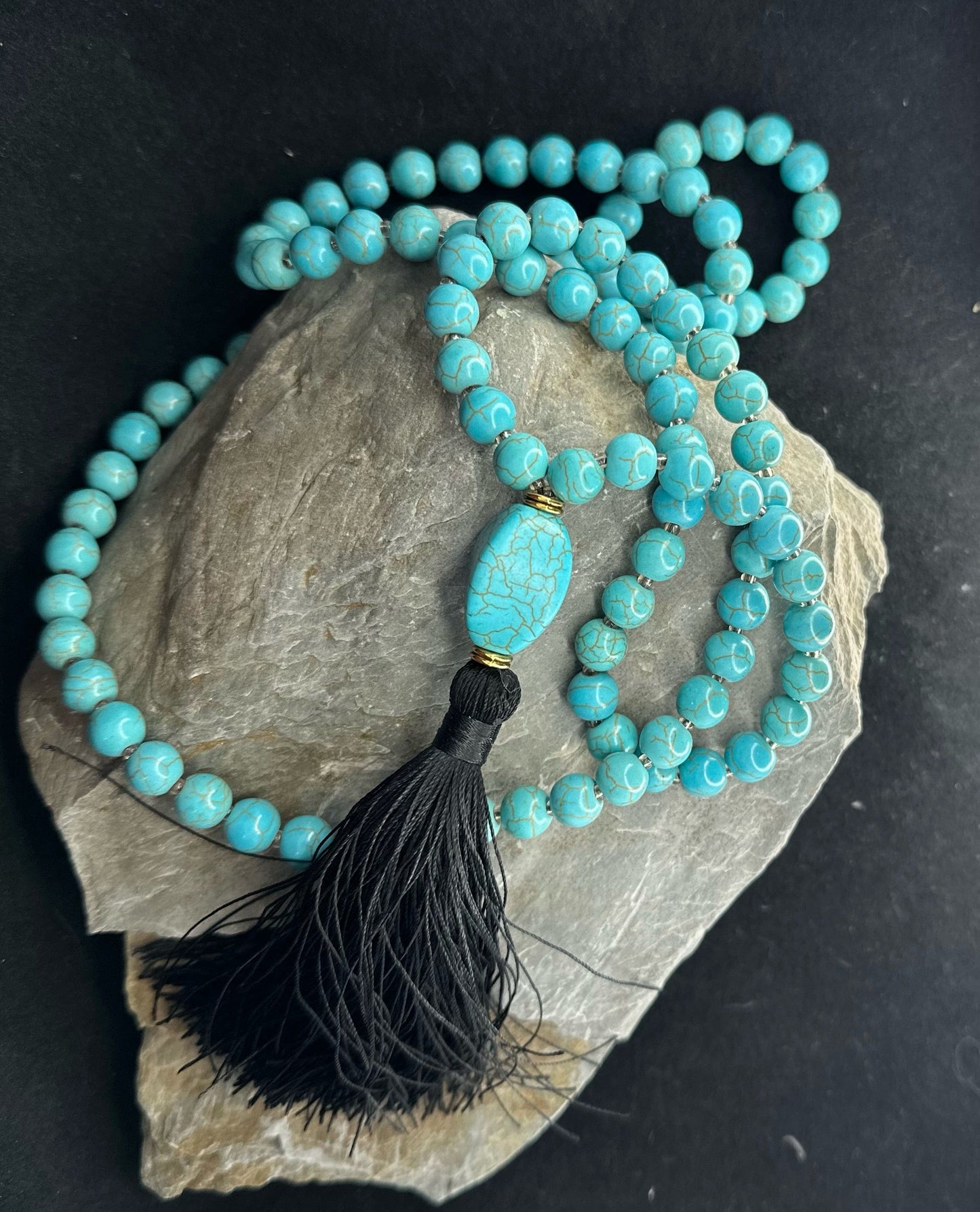 African Turquoise-108 bead mala